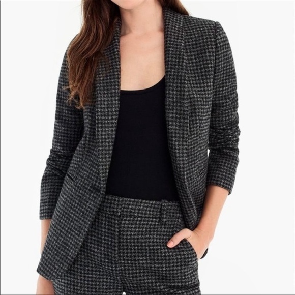 J. Crew Parke Houndstooth Wool Blazer In Black Slate - Picture 1 of 7